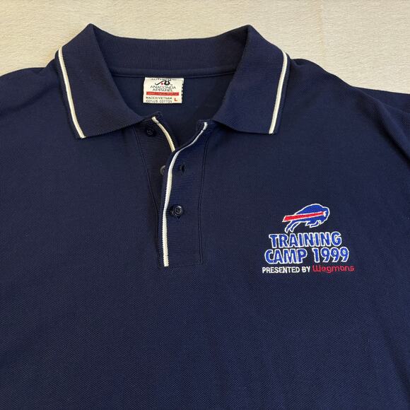 Vtg Buffalo Bills Polo Mens Large Blue 1999 Training Camp Wegmans NFL Football - Picture 2 of 9